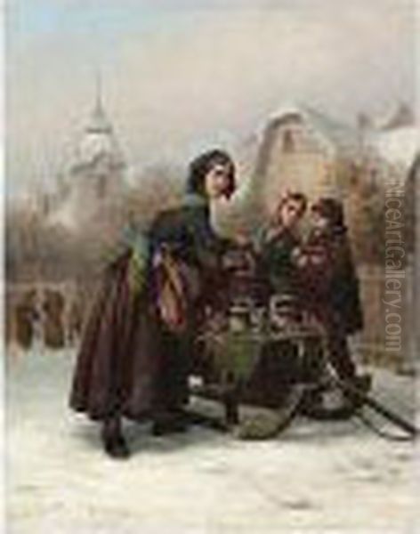 Rat Catcher; Market Cart, A Pair Oil Painting by Alexis de Leeuw