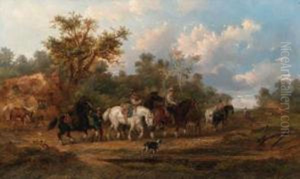 The Horse Station Oil Painting by Alexis de Leeuw