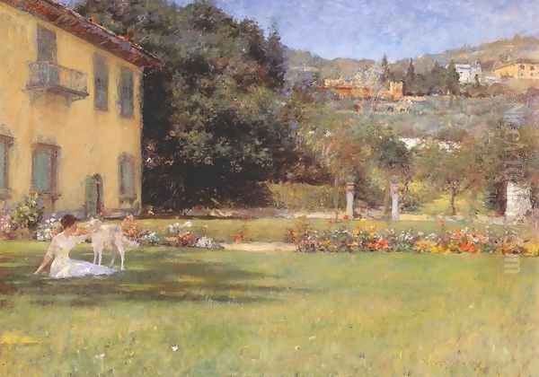 Good Friends, woman and dog Oil Painting by William Merritt Chase