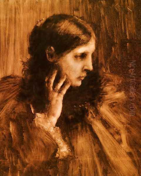 Reverie: A Portrait of a Woman Oil Painting by William Merritt Chase