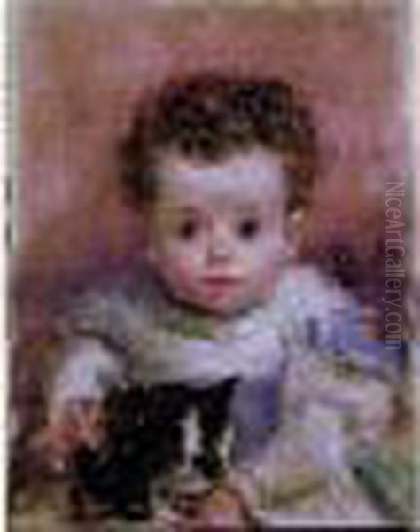  Portrait D'enfant Au Chat  Oil Painting by Ignacio Leon y Escosura