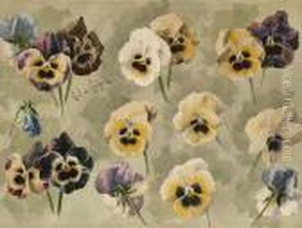 Pansies Study Oil Painting by Paul De Longpre