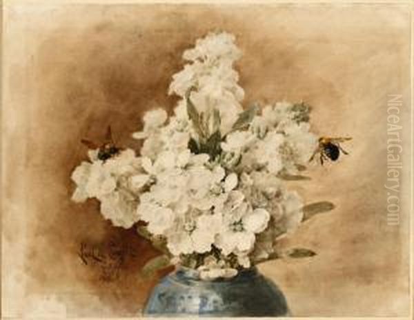 Paperwhites And Two Bumblebees Oil Painting by Paul De Longpre