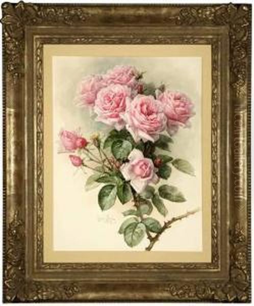 Roses And Bumblebees Oil Painting by Paul De Longpre