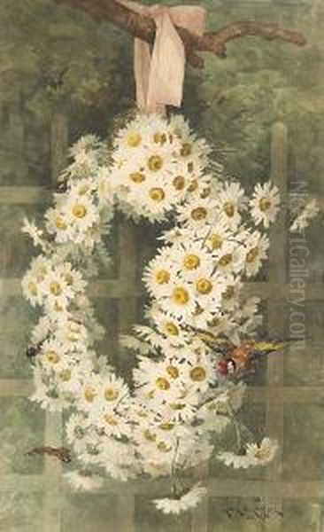 A Garland Of Daisies Oil Painting by Paul De Longpre