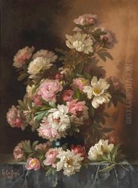 Bouquet Of Pink And White Peonies Oil Painting by Paul De Longpre