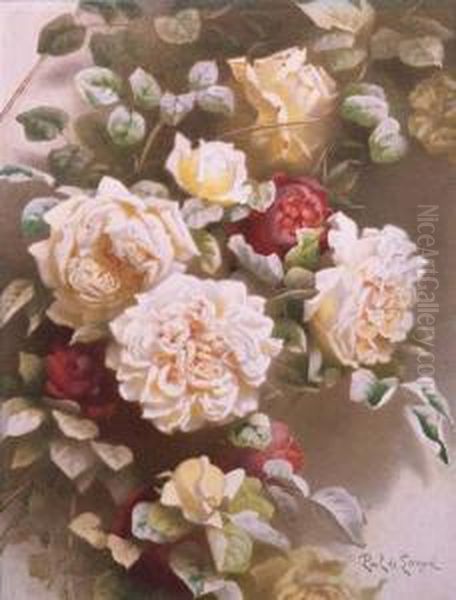 Still Life With Roses Oil Painting by Paul De Longpre