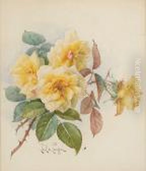 Cut Yellow Roses Oil Painting by Paul De Longpre