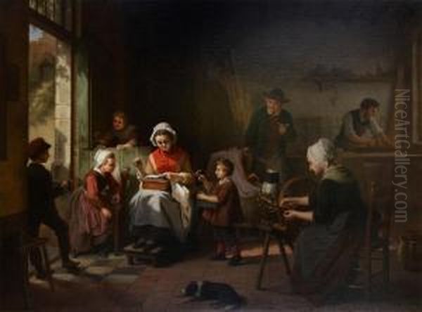 In The Cabinetmaker's Studio Oil Painting by Basile De Loose