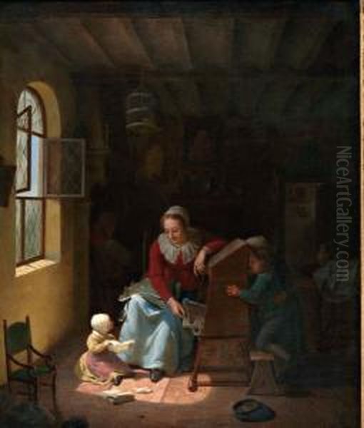 Huiselijk Geluk Oil Painting by Basile De Loose