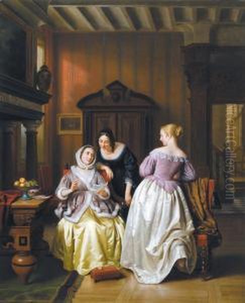 The Letter (1860) Oil Painting by Basile De Loose