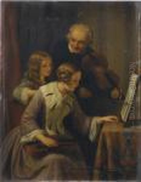 La Lezione Di Violino Oil Painting by Basile De Loose