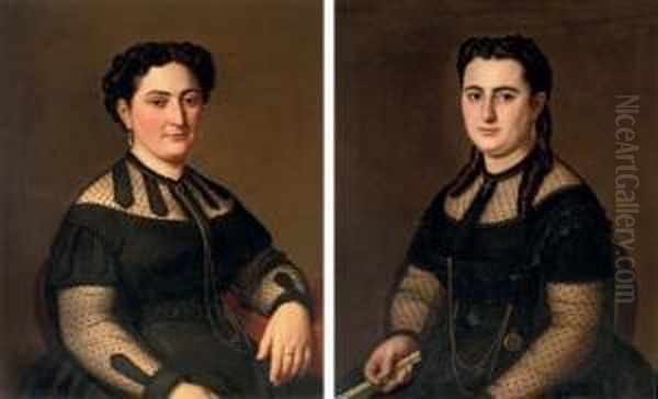 Portraits Of The Ladies Matthijsens Oil Painting by Basile De Loose