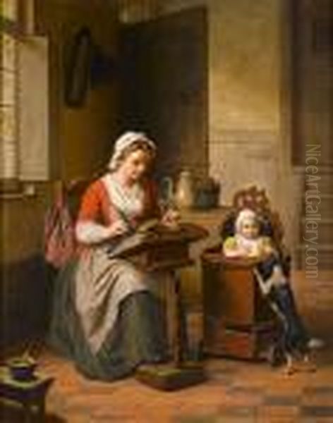 The Lacemaker Oil Painting by Basile De Loose