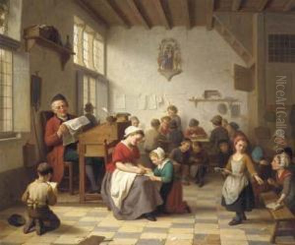 The Village School Oil Painting by Basile De Loose