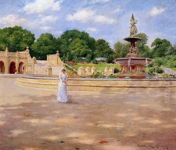 An Early Stroll in the Park Oil Painting by William Merritt Chase