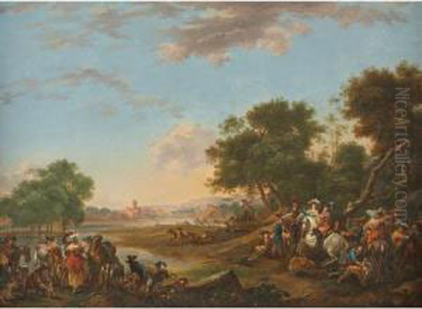 The Stag Hunt Oil Painting by Philip Jacques de Loutherbourg