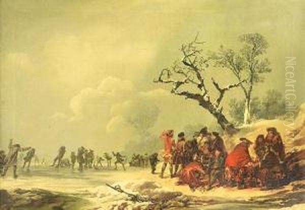 A Winter Morning With Skating In Hyde Park Oil Painting by Philip Jacques de Loutherbourg