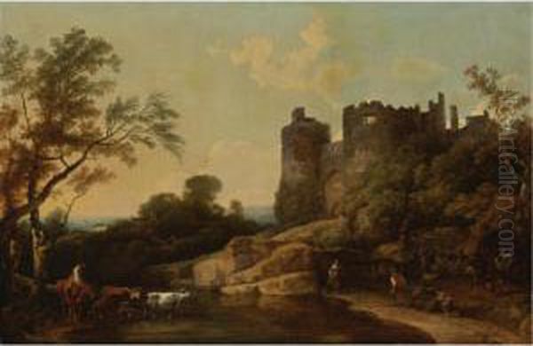 View Of Harlech Castle, Wales Oil Painting by Philip Jacques de Loutherbourg