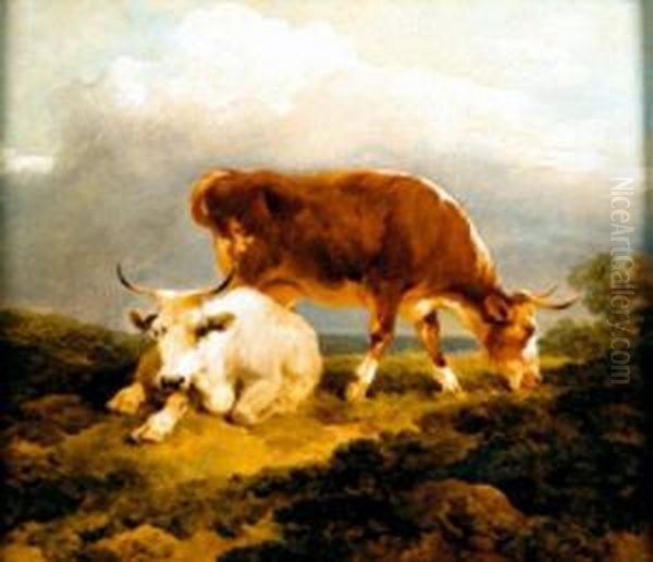 Vaches Au Pre Oil Painting by Philip Jacques de Loutherbourg