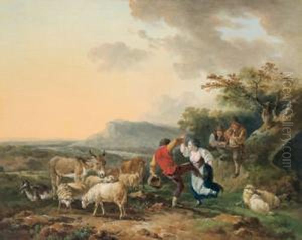 Pastori Danzanti Nella Campagna Romana Oil Painting by Philip Jacques de Loutherbourg