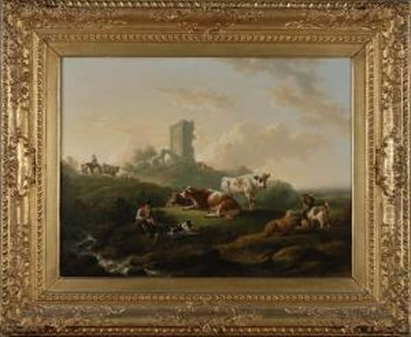 Paesaggio Con Rudere E Armenti Oil Painting by Philip Jacques de Loutherbourg