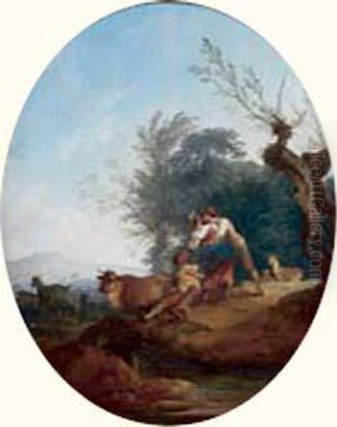 Frivolites Champetres Oil Painting by Philip Jacques de Loutherbourg