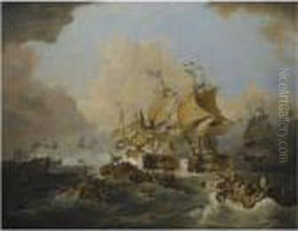 The Battle Off Ushant Oil Painting by Loutherbourg, Philippe de