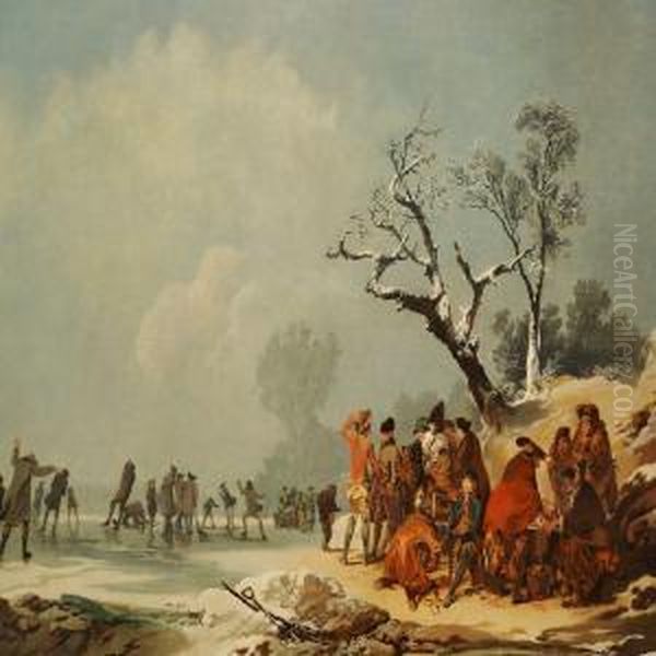 People Skating Oil Painting by Loutherbourg, Philippe de