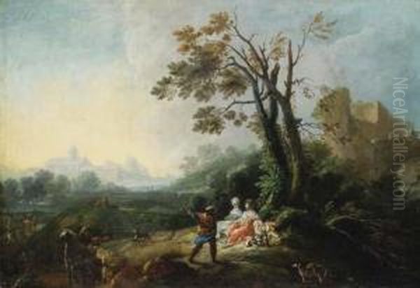 La Halte Pendant La Chasse Oil Painting by Loutherbourg, Philippe de