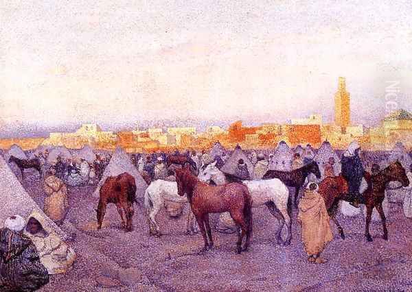 Encampment near a Moroccan Village 1888 Oil Painting by William Merritt Chase