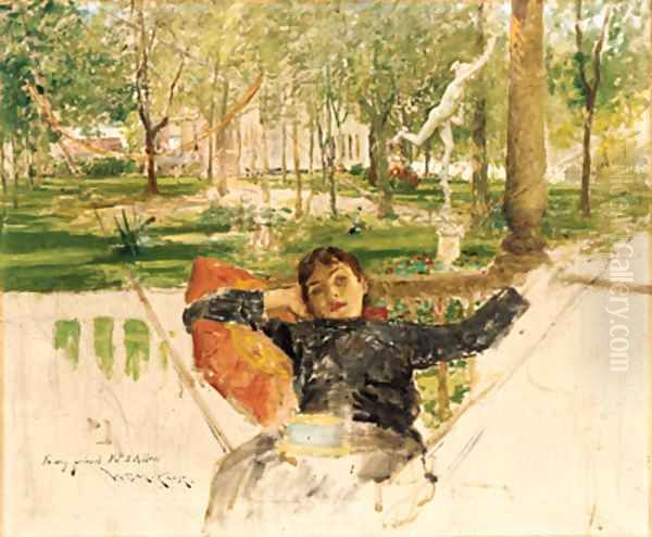 An Idle Afternoon Oil Painting by William Merritt Chase