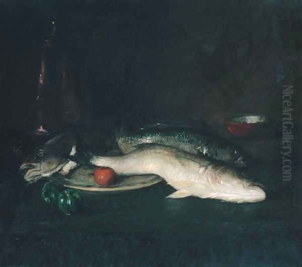 Still Life Fish 1908 Oil Painting by William Merritt Chase