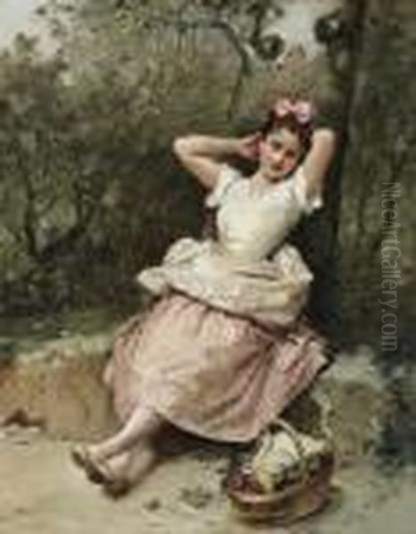 El Descanso Oil Painting by Raimundo de Madrazo y Garreta