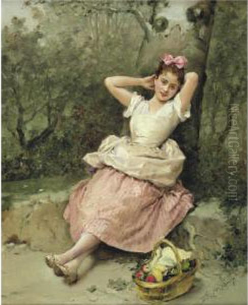 A Moment's Rest Oil Painting by Raimundo de Madrazo y Garreta