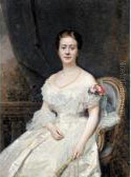 Retrato De La Condesa Musella (portrait Of The Countess Musella) Oil Painting by Raimundo de Madrazo y Garreta