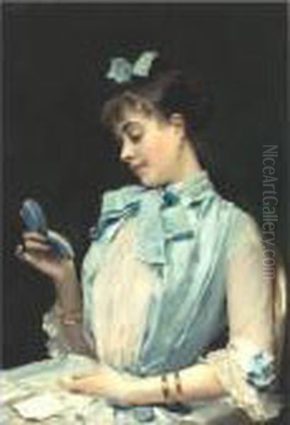 Portrait Of Aline Mason In Blue Oil Painting by Raimundo de Madrazo y Garreta