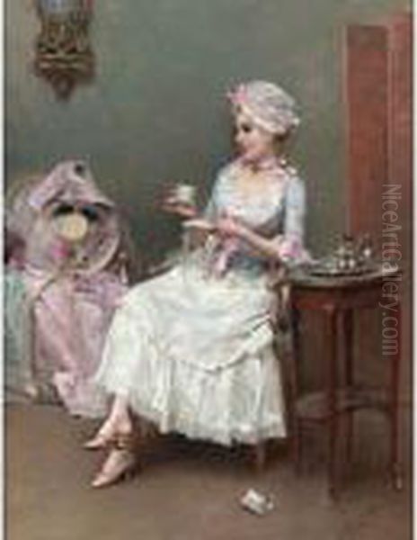 Hot Chocolate Oil Painting by Raimundo de Madrazo y Garreta