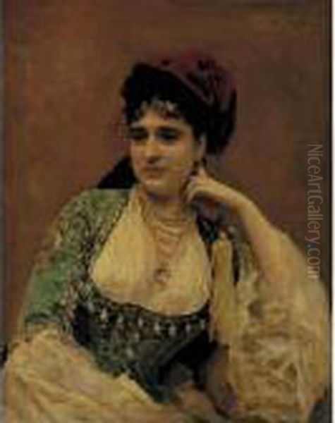 Portrait Of A Lady Oil Painting by Raimundo de Madrazo y Garreta