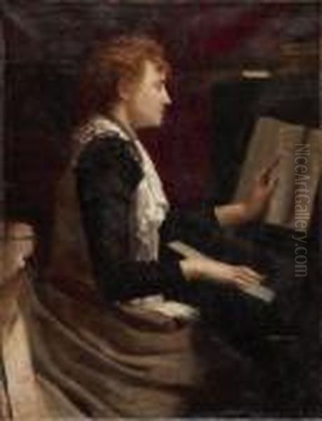 Frau Am Klavier Oil Painting by Federigo De Madrazo Y Kuntz