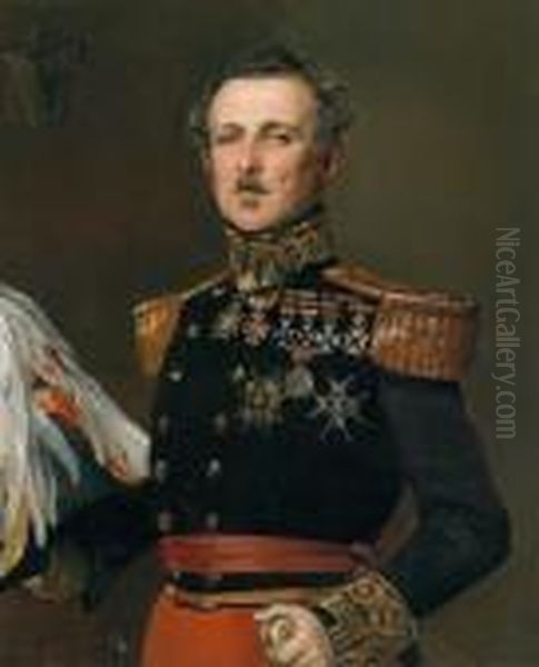 Ritratto Del Feldmaresciallo Don
 Nicolas Miniussir Y Giorgeta Firmato E Datato Federico De Madrazo 
Julio 1843 Oil Painting by Federigo De Madrazo Y Kuntz