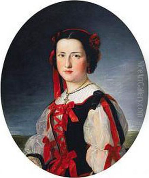 Retrato De La Infanta Dna. Maria
 Luisa Fernanda De Borbon Y De Borbon, Duquesa De Montpensier Oil Painting by Federigo De Madrazo Y Kuntz