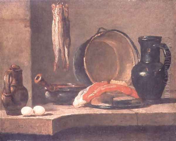 Still Life of Kitchen Utensils Oil Painting by Jean-Baptiste-Simeon Chardin