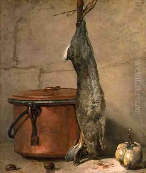 Rabbit and Copper Pot c.1739-40 Oil Painting by Jean-Baptiste-Simeon Chardin