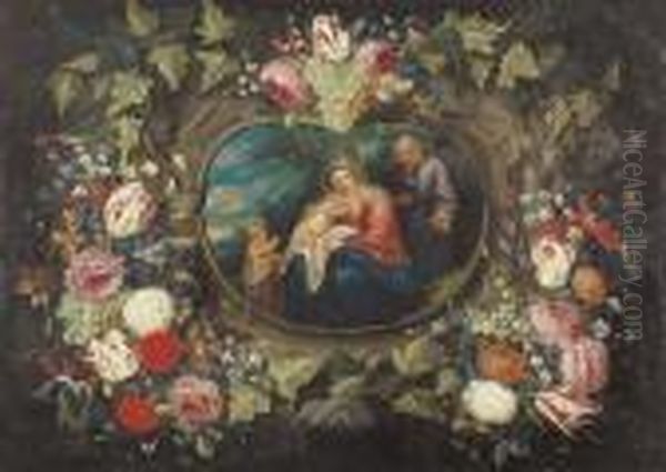 Die Heilige Familie Mit Dem Johannesknaben. Oil Painting by Phillipe de Marlier