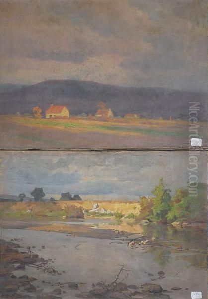 Basses Eaux En Morvan - Etude D'arbre Oil Painting by Etienne De Martenne