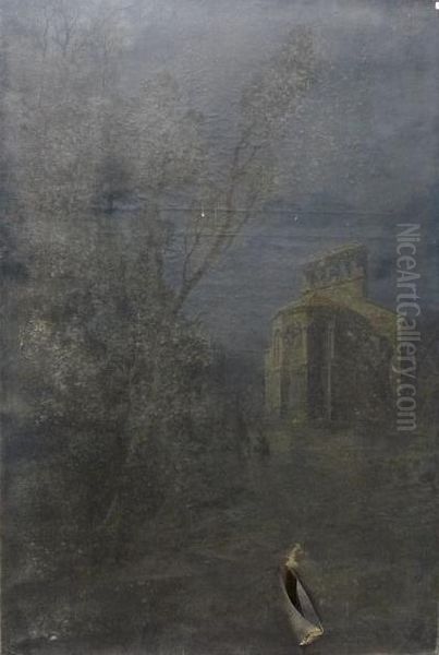 Eglise Romane Au Crepuscule Oil Painting by Etienne De Martenne