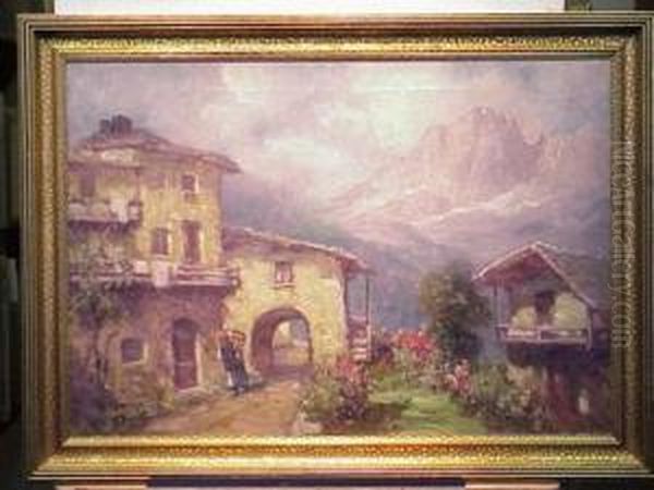 Alpine View Oil Painting by Gaetano de Martini