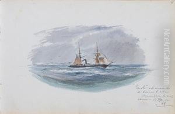 The Artist's Sketchbook, Recording The Journey Of The Corvette Oil Painting by Eduardo de Martino