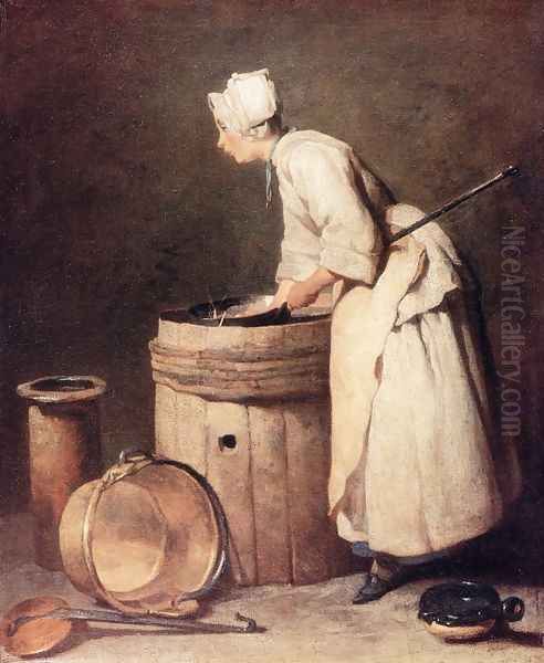 The Scullery Maid, 1738 Oil Painting by Jean-Baptiste-Simeon Chardin